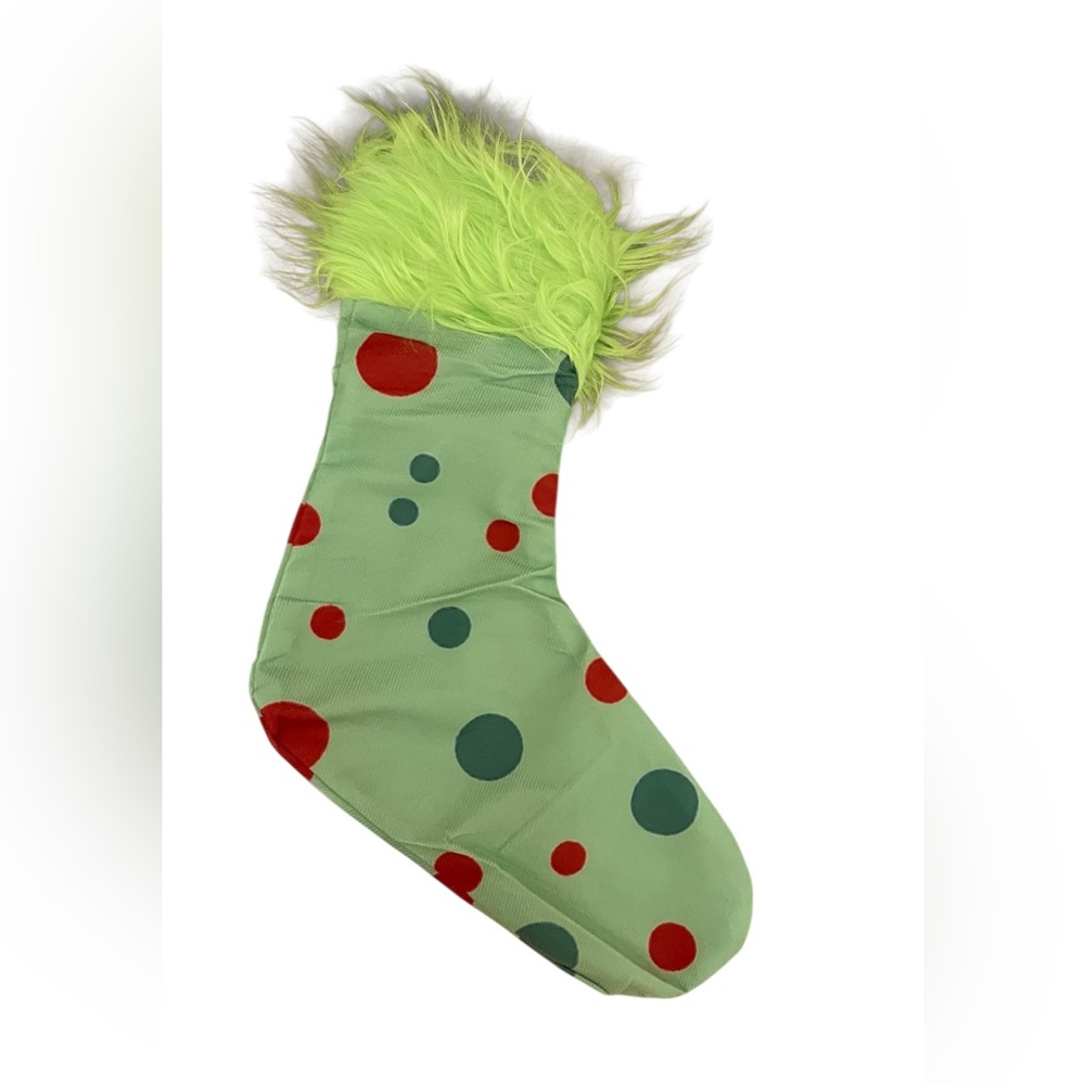 Christmas Stocking Green and Red Polka Dots - Picture 2 of 2